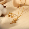 Wholesale Jewelry Light Luxury Style Stainless Steel Flower Geometric Pendant Necklace With Electroplating