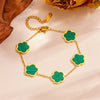 Wholesale Jewelry Light Luxury Style Titanium Steel Geometric And Five Leaf Flower Electroplated Three Piece Jewelry Set For Women