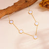 Wholesale Jewelry Light Luxury Style Titanium Steel Geometric And Five Leaf Flower Electroplated Three Piece Jewelry Set For Women