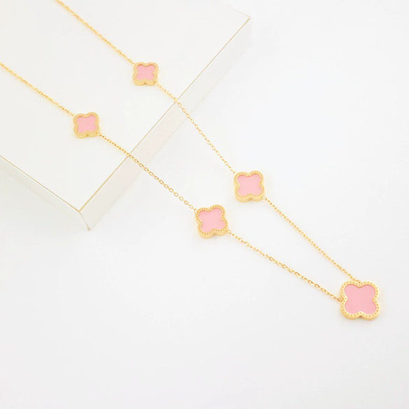 Wholesale Jewelry Light Luxury Titanium Steel Fourleaf Clover Gold Inlaid Necklace