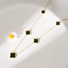Wholesale Jewelry Light Luxury Titanium Steel Fourleaf Clover Gold Inlaid Necklace