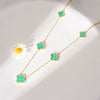 Wholesale Jewelry Light Luxury Titanium Steel Fourleaf Clover Gold Inlaid Necklace