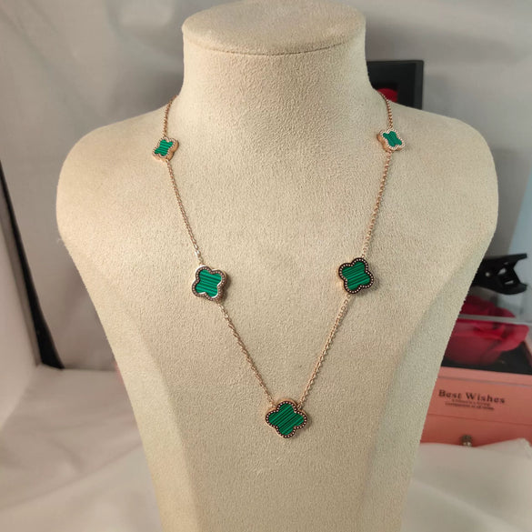 Wholesale Jewelry Light Luxury Titanium Steel Fourleaf Clover Gold Inlaid Necklace