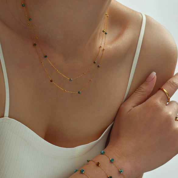 Wholesale Jewelry Light Luxury 316L Stainless Steel Geometric Cross Chain Handmade Beaded Necklace For Women
