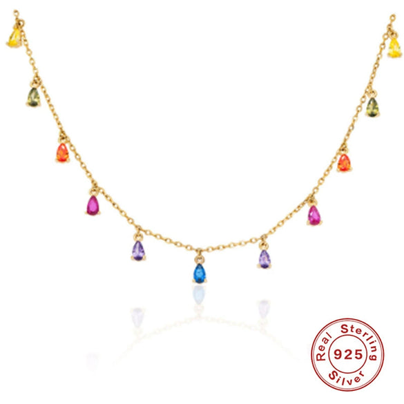 Wholesale Jewelry Light Luxury Water Drop S925 Sterling Silver Pendant Necklace With Geometric Pattern And Environmental Protection Electroplating
