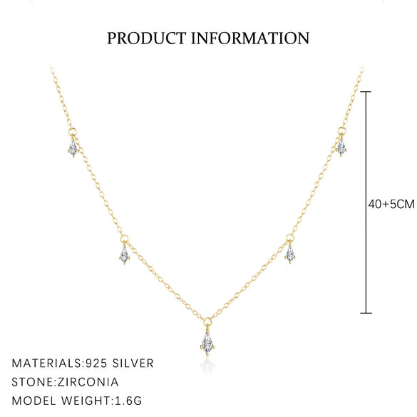 Wholesale Jewelry Light Luxury Water Drop 925 Sterling Silver Necklace For Women