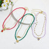 Wholesale Jewelry Little Fresh Style Heart Shape Alloy Pendant Artificial Crystal Double Layer String Of Pearls Necklace With Electroplating