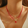 Wholesale Jewelry Little Fresh Style Heart Shape Alloy Pendant Artificial Crystal Double Layer String Of Pearls Necklace With Electroplating