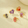 Wholesale Jewelry Love Dried Flower Stainless Steel Ring Electroplated Fashion Geometric Women's