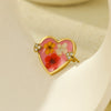 Wholesale Jewelry Love Dried Flower Stainless Steel Ring Electroplated Fashion Geometric Women's
