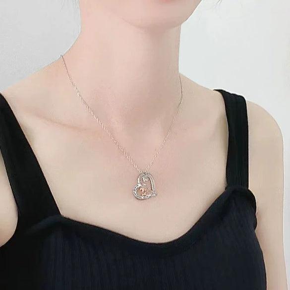 Wholesale Jewelry Love Rose Pendant Necklace Heart Shaped Copper Fashion Jewelry For Women