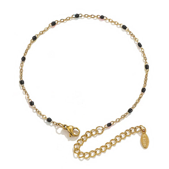 Wholesale Jewelry Lovely Geometric Titanium Steel Enamel Cross Beaded Bracelet With Electroplating