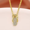 Wholesale Jewelry Lovely Style Copper Heart Water Drop Bell Shaped Microinlaid Zircon And Mixed Gemstone Setting O Word Chain Necklace For Women With Electroplating