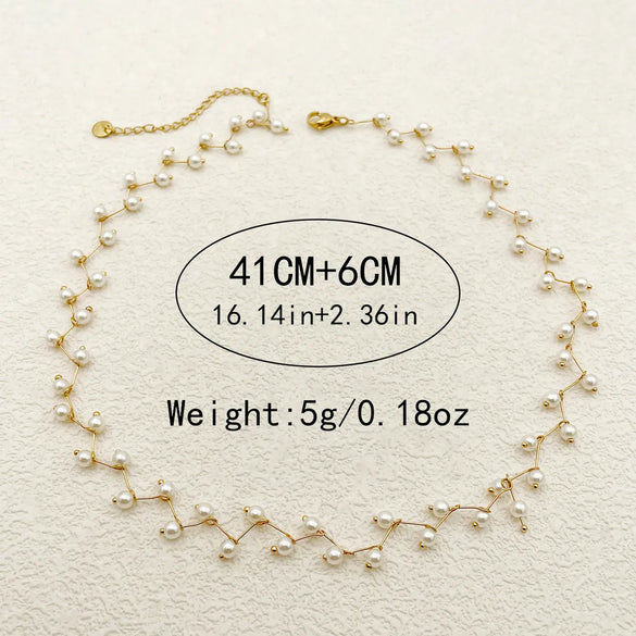 Wholesale Jewelry Luxurious Sweet Geometric Pearl 304 Stainless Steel 14K Gold Plated Plating Necklace