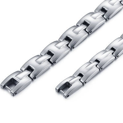 Wholesale Jewelry Magnetic Couple Titanium Steel Bracelet With Geometric Pattern And Diamonds