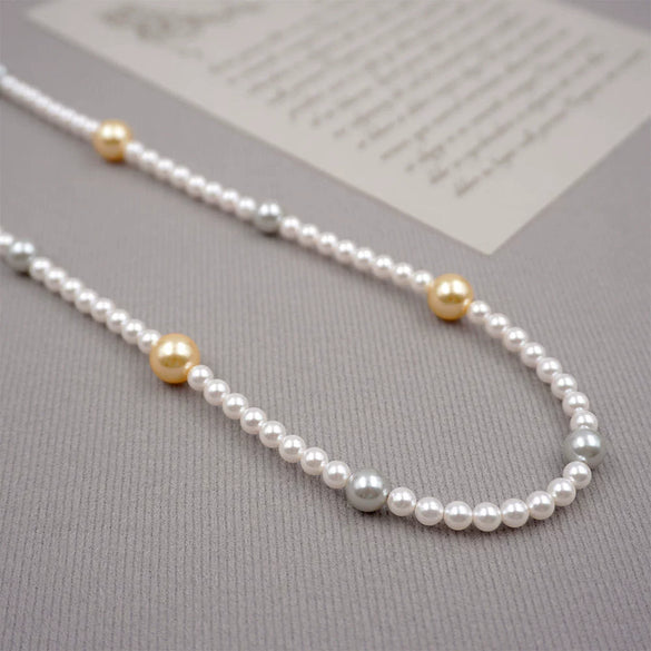 Wholesale Jewelry Maillard Style Geometric Imitation Pearls Handmade Long Sweater Chain Necklace For Women