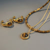 Wholesale Jewelry Maillard Style Natural Tiger Eye Stone Geometric Handmade Copper Pendant Necklace Set