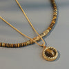 Wholesale Jewelry Maillard Style Natural Tiger Eye Stone Geometric Handmade Copper Pendant Necklace Set