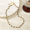 Wholesale Jewelry Maillard Style Natural Tiger Eye Stone Geometric Handmade Copper Pendant Necklace Set
