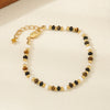 Wholesale Jewelry Maillard Style Natural Tiger Eye Stone Geometric Handmade Copper Pendant Necklace Set