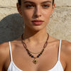 Wholesale Jewelry Maillard Style Retro Design Stainless Steel Sun Pendant With Natural Stone And Velvet Leather Cord Polished Plating Women's Necklace
