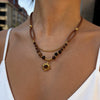 Wholesale Jewelry Maillard Style Retro Design Stainless Steel Sun Pendant With Natural Stone And Velvet Leather Cord Polished Plating Women's Necklace