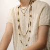 Wholesale Jewelry Maillard Style Tiger Eye Stone And Copper Handmade Geometric Pattern Necklace