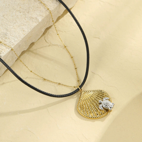 Wholesale Jewelry Marine Animal Zodiac Stainless Steel 18K Electroplated Doublelayer Nonfading Necklace For Women