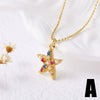Wholesale Jewelry Marine Design Starfish Pearl Shell Pendant Necklace Copper Electroplated O Word Chain For Women