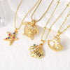 Wholesale Jewelry Marine Design Starfish Pearl Shell Pendant Necklace Copper Electroplated O Word Chain For Women