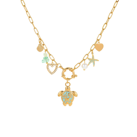 Wholesale Jewelry Marine Elements Turtle Pendant Stainless Steel 18K Gold Plated Necklace Fashion Animal Geometric Zodiac Design