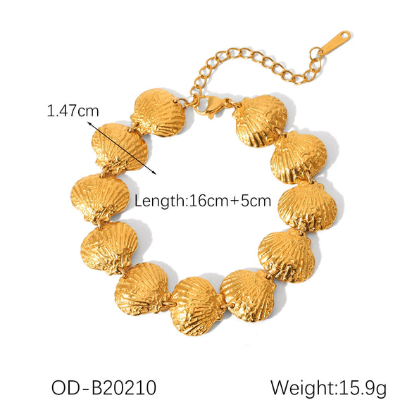 Wholesale Jewelry Marine Life Stainless Steel Shell Handmade Electroplated Pendant Necklace And Bracelet For Women