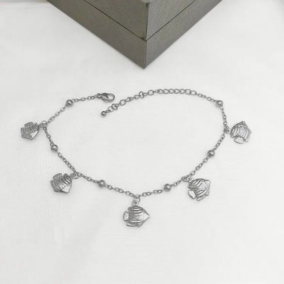 Wholesale Jewelry Marine Style Commute Starfish Dolphin Shell 201 Stainless Steel Gold Plated Anklet