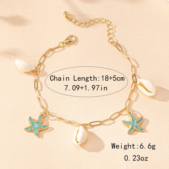 Wholesale Jewelry Marine Style Starfish Alloy Shell Anklet