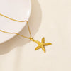 Wholesale Jewelry Marine Style Starfish Conch Shell 304 Stainless Steel Chain Pendant Necklace