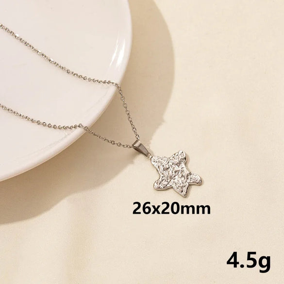 Wholesale Jewelry Marine Style Starfish Conch Shell 304 Stainless Steel Chain Pendant Necklace