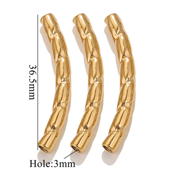 Wholesale Jewelry Material Stainless Steel Plated 18K Color Retaining Embossed Tube Beads With Totem Pattern Handmade Accessories