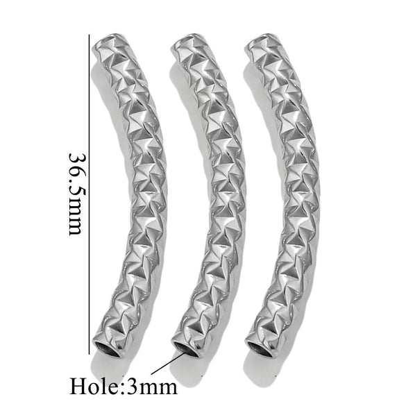 Wholesale Jewelry Material Stainless Steel Plated 18K Color Retaining Embossed Tube Beads With Totem Pattern Handmade Accessories