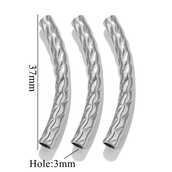 Wholesale Jewelry Material Stainless Steel Plated 18K Color Retaining Embossed Tube Beads With Totem Pattern Handmade Accessories