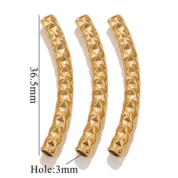 Wholesale Jewelry Material Stainless Steel Plated 18K Color Retaining Embossed Tube Beads With Totem Pattern Handmade Accessories