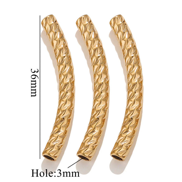 Wholesale Jewelry Material Stainless Steel Plated 18K Color Retaining Embossed Tube Beads With Totem Pattern Handmade Accessories
