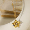Wholesale Jewelry Medieval Style Imitation Pearl And Stainless Steel Flower Necklace With Electroplating Twist Chain For Women