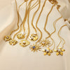 Wholesale Jewelry Medieval Style Imitation Pearl And Stainless Steel Flower Necklace With Electroplating Twist Chain For Women
