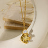 Wholesale Jewelry Medieval Style Imitation Pearl And Stainless Steel Flower Necklace With Electroplating Twist Chain For Women