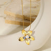 Wholesale Jewelry Medieval Style Imitation Pearl And Stainless Steel Flower Necklace With Electroplating Twist Chain For Women