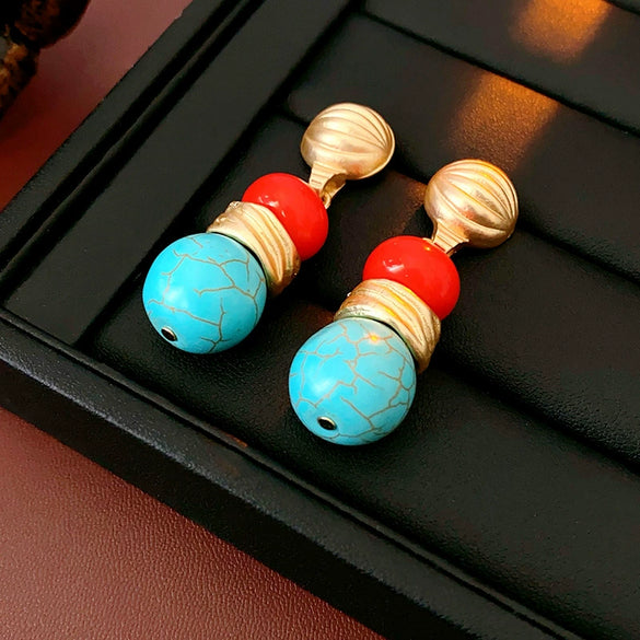 Wholesale Jewelry Medieval Vintage Style Round Imitation Pearl And Alloy Electroplated Earrings And Clavicle Chain Set