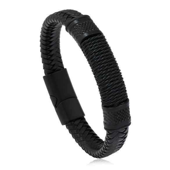 Wholesale Jewelry Men's Leather Alloy Bracelet Retro Geometric Handmade