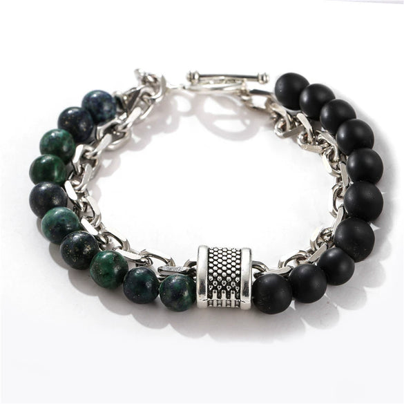Wholesale Jewelry Men's Punk Style Frosted Stone Geometric Oil Treated Bracelet