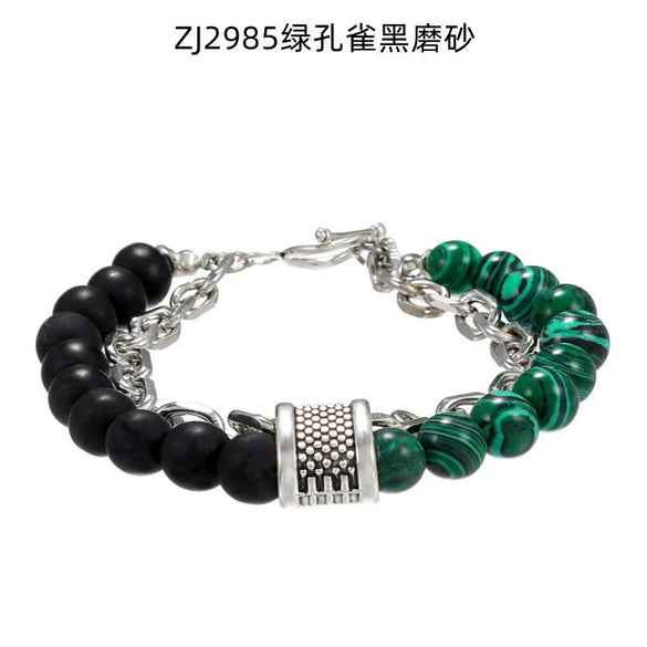 Wholesale Jewelry Men's Punk Style Frosted Stone Geometric Oil Treated Bracelet