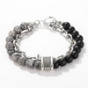 Wholesale Jewelry Men's Punk Style Frosted Stone Geometric Oil Treated Bracelet
